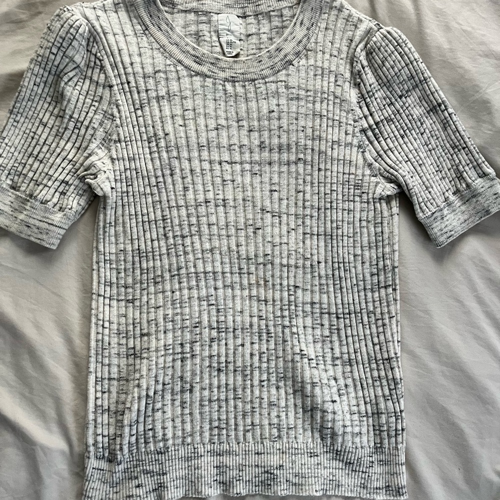 Joie Light Gray Ribbed Knit Top